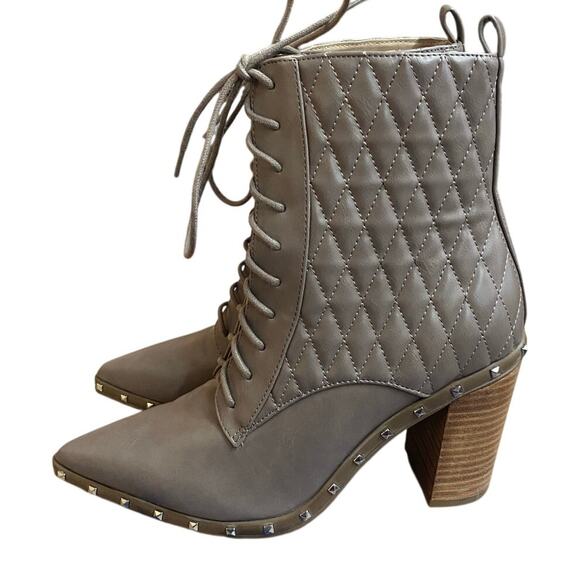 Charles David Women's Fashion Boots 7.5 Taupe Lace Up Point Toe NEW Block Heel - Picture 11 of 11